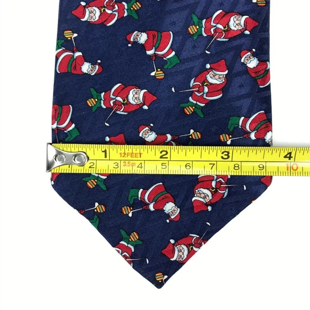 Cape Cod Neckwear Santa Claus Playing Golf CHRISTMAS🎄Tie Holiday Blue Necktie